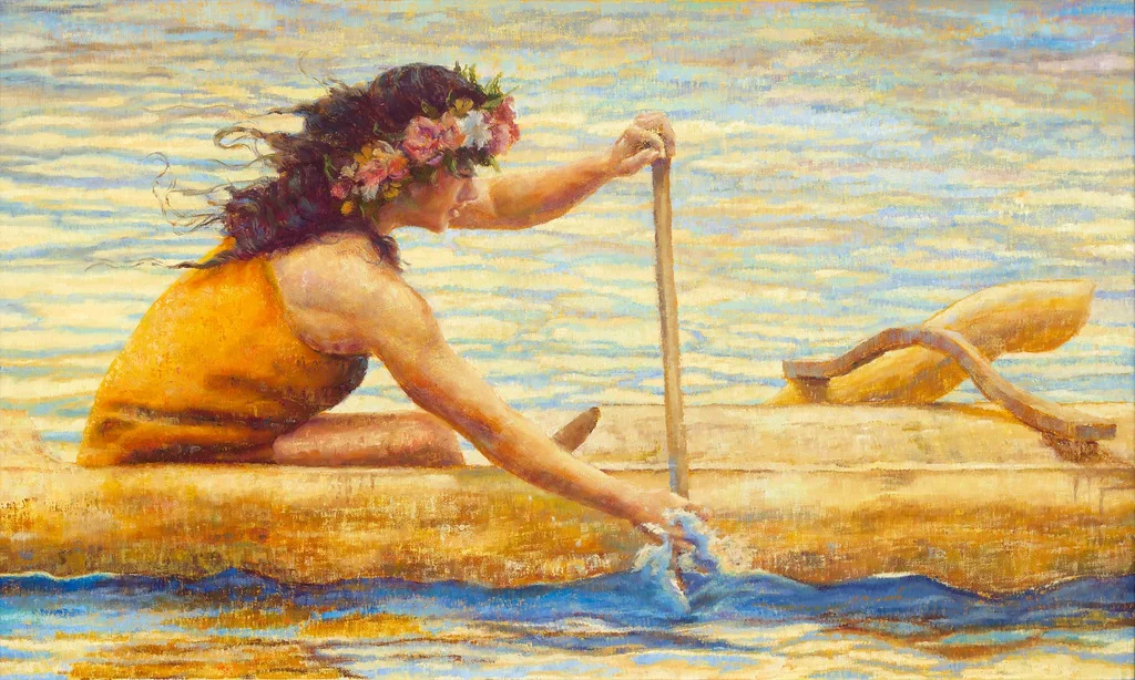 Aloha Aku No - I Give My Love To You by Jeanne Bitz, Oil, 23 x 39 x 1.5