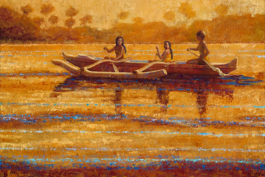 E Ola Ke Kai, E Ola Kakou by Jeanne Bitz, Oil, 24 x 36 x 1.5