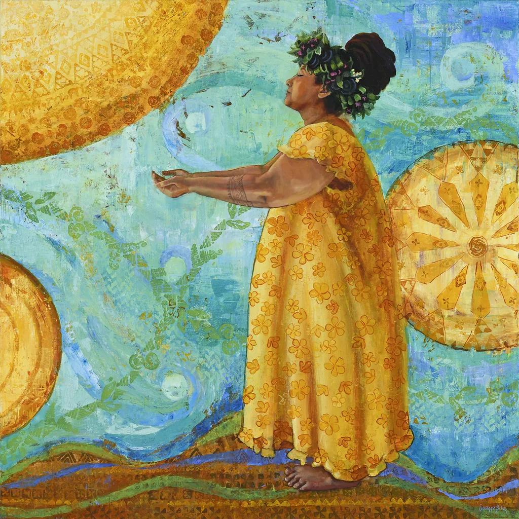 Haku Maui Kaiao (sunrise) by Jeanne Bitz, Oil, 40 x 40 x 1.5