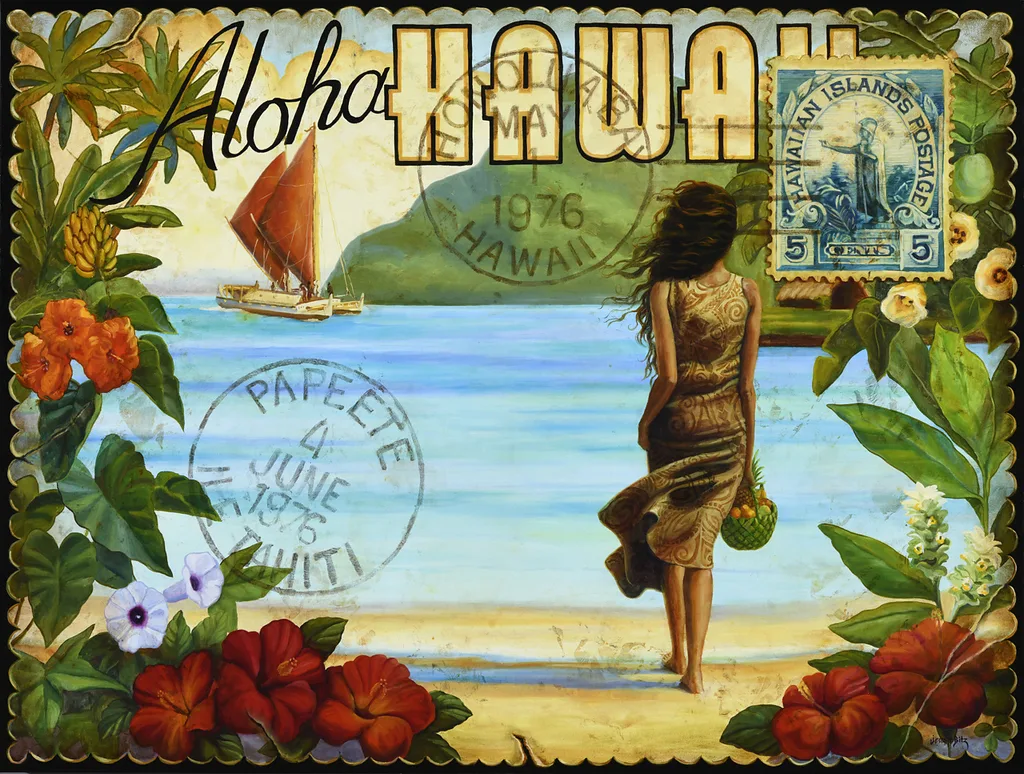 Hoopomaikai (To Bless) by Jeanne Bitz, Oil, 36 x 48 x 1.5