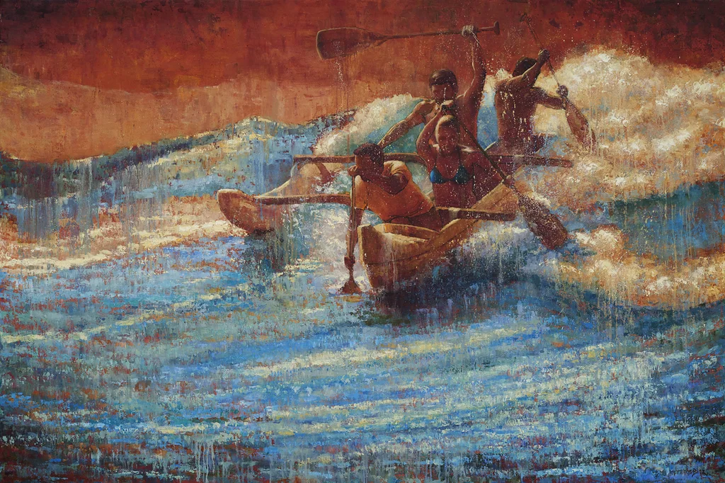 Ia Waa Awiwi by Jeanne Bitz, Oil, 48 x 72 x 1.5