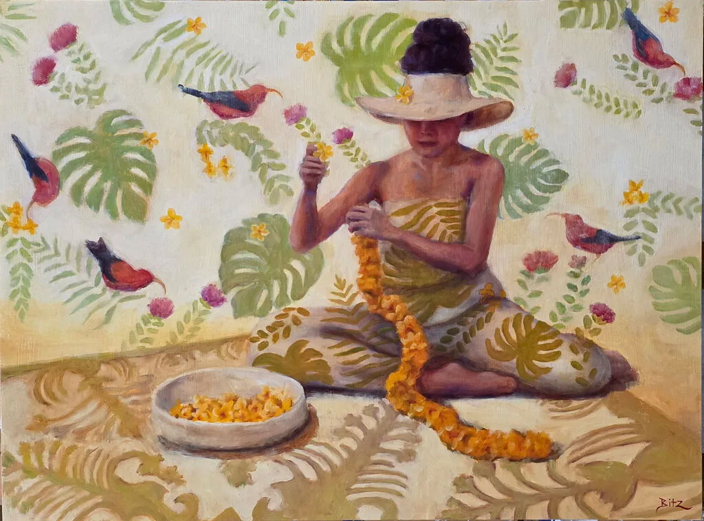Iiwi and Ohia by Jeanne Bitz, Oil