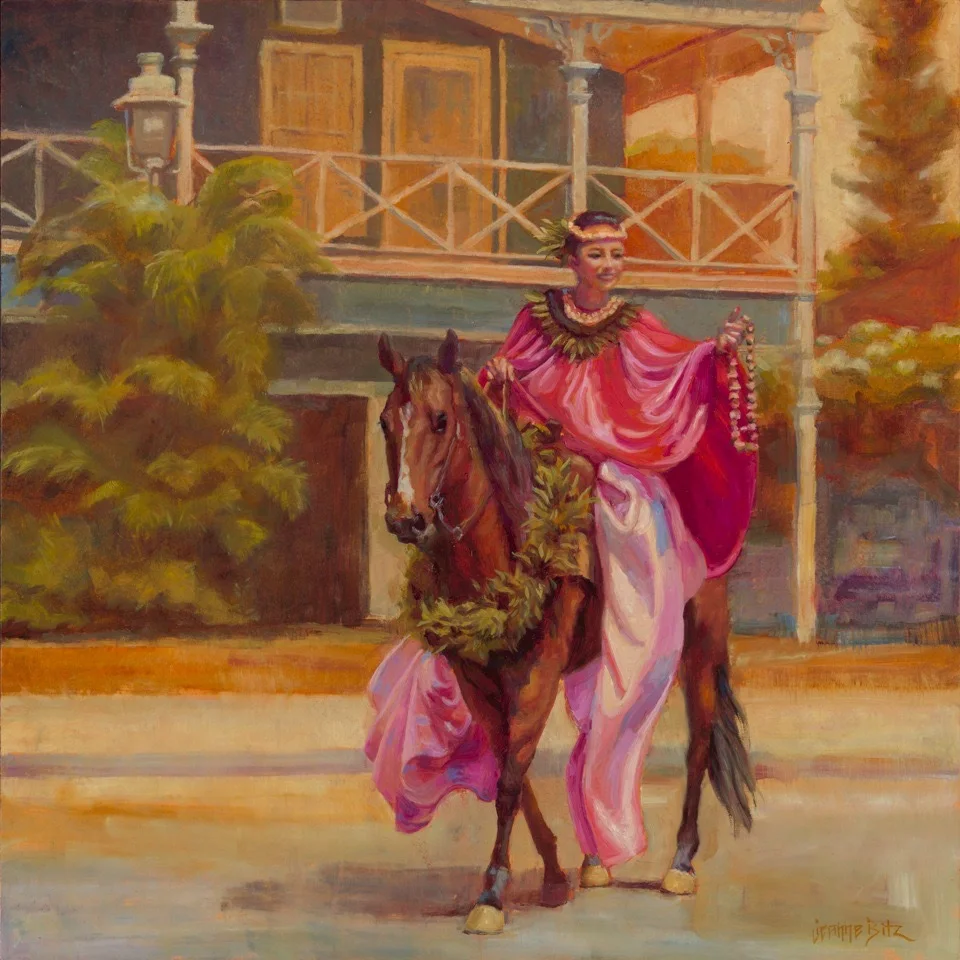 Maui Pau Princess by Jeanne Bitz, Oil, 20 x 20 x 1.5