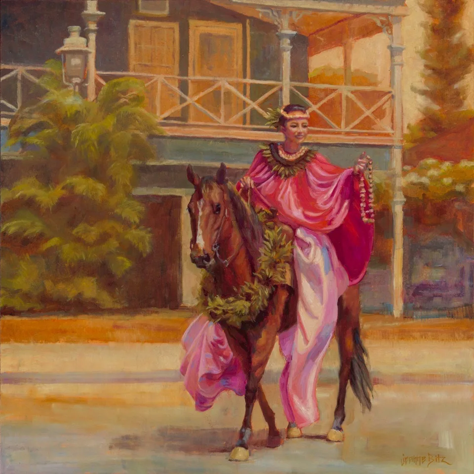 Maui Pau Princess by Jeanne Bitz, Oil, 20 x 20 x 1.5