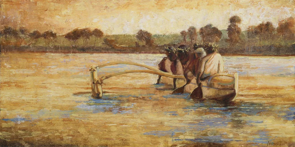 Ohana by Jeanne Bitz, Oil, 8 x 24 x 1.5